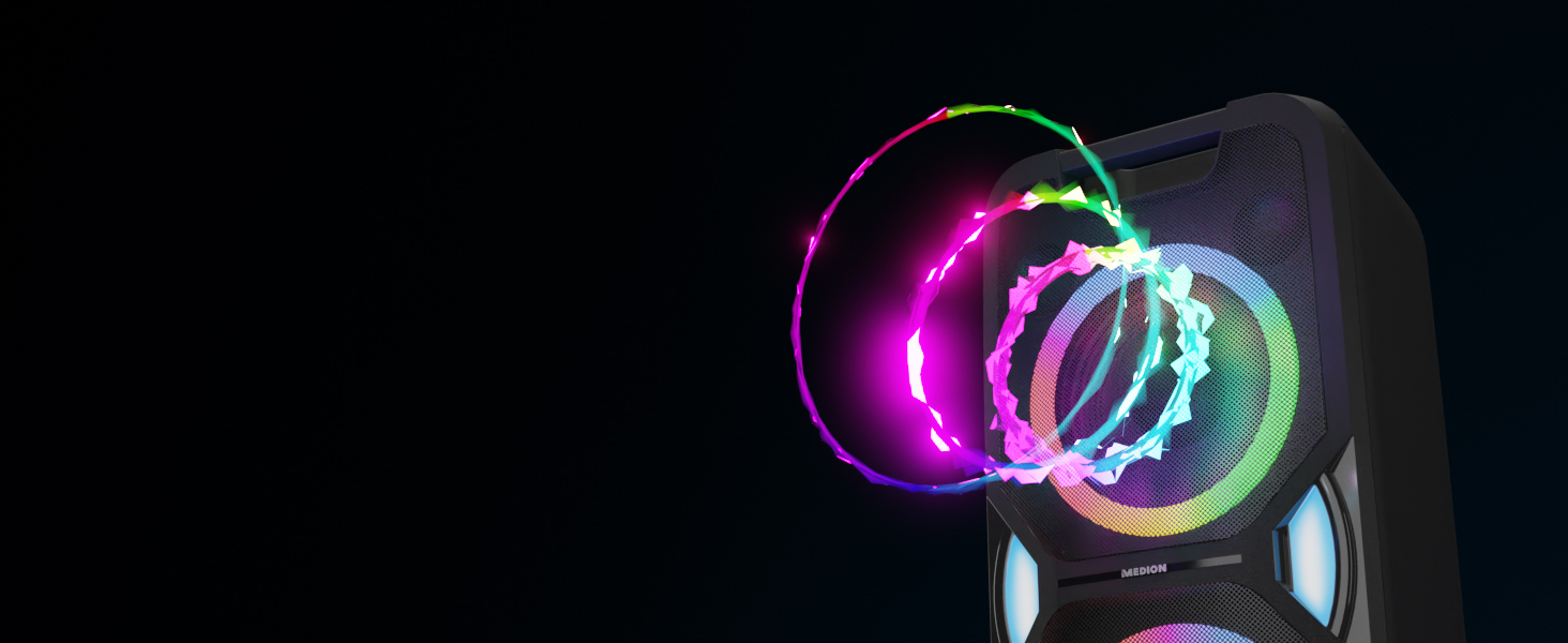 MEDION PE-1 Pure Partybox: портативна Bluetooth-колонка з мікрофоном, світлові ефекти, караоке, AUX, USB, радіо (2 x 220 Вт)