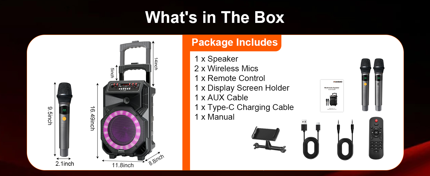 Караоке-машина з 2 бездротовими мікрофонами, коліщатками та ручкою-телескопом - портативна Bluetooth-система з акумулятором 8800mAh, PA-система з підсвічуванням, регулюванням басів/високих частот/ефектом ехо для вечірок, для дому A5