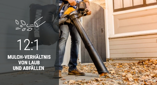 Акумуляторний повітродув та пилосос WORX WG583E.9 40В (2x20В), 2-в-1 для збору та всмоктування листя, мішок 35 л, без акумулятора і зарядного, чорний/помаранчевий
