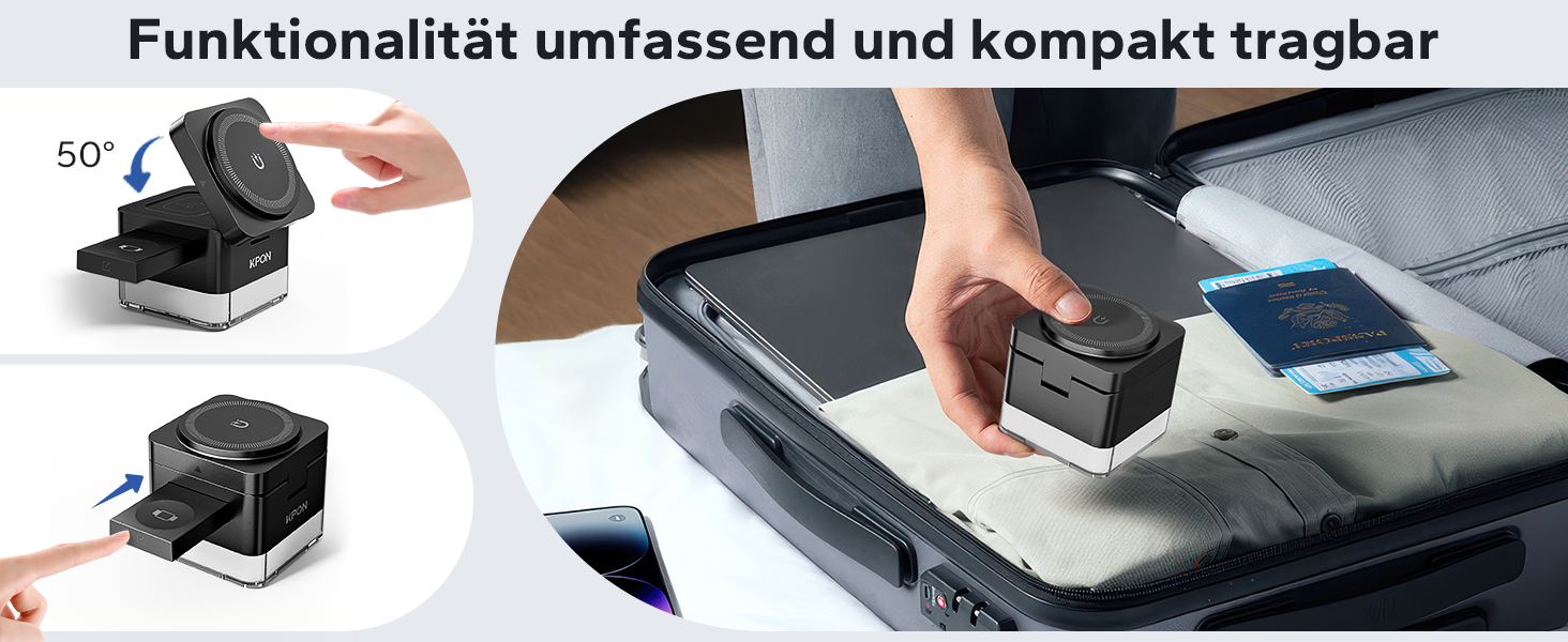 База для зарядки Apple Watch та iPhone KPON Magsafe 3-в-1, сумісна з iPhone 17/16/15/14/13/12/Air/Pro Max, Apple Watch 11/10/9, AirPods (Сірий/Чорний)