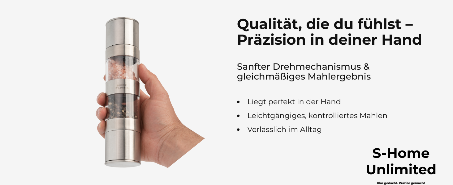 Мельниця для солі та перцю 2-в-1 з нержавіючої сталі | Ручна мельниця для спецій з керамічним жорном та регульованим ступенем помелу