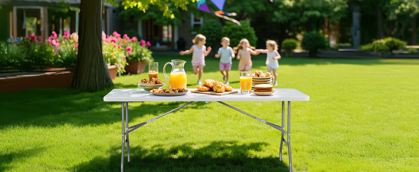 Складний кемпінговий стіл Wiltec 122x60x75 см з ручкою для перенесення - для пікніка, саду, вечірок