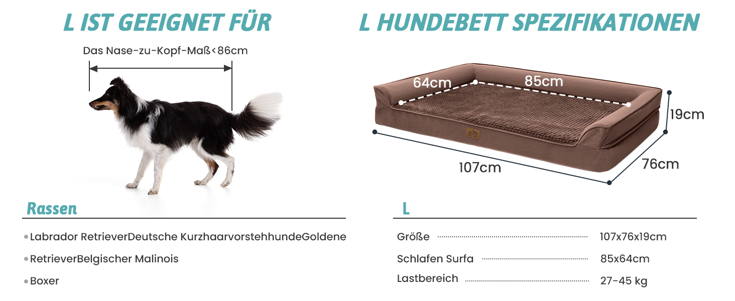 Ортопедичне ліжко для собак маленьких порід, водонепроникне диван-ліжко з бортиками, з підтримуючою піною, зручне ліжко для домашніх тварин з знімним, пральним чохлом, водонепроникний наповнювач, антиковзаюче покриття (107 x 76 x 19 см, Колір: Коричневий)