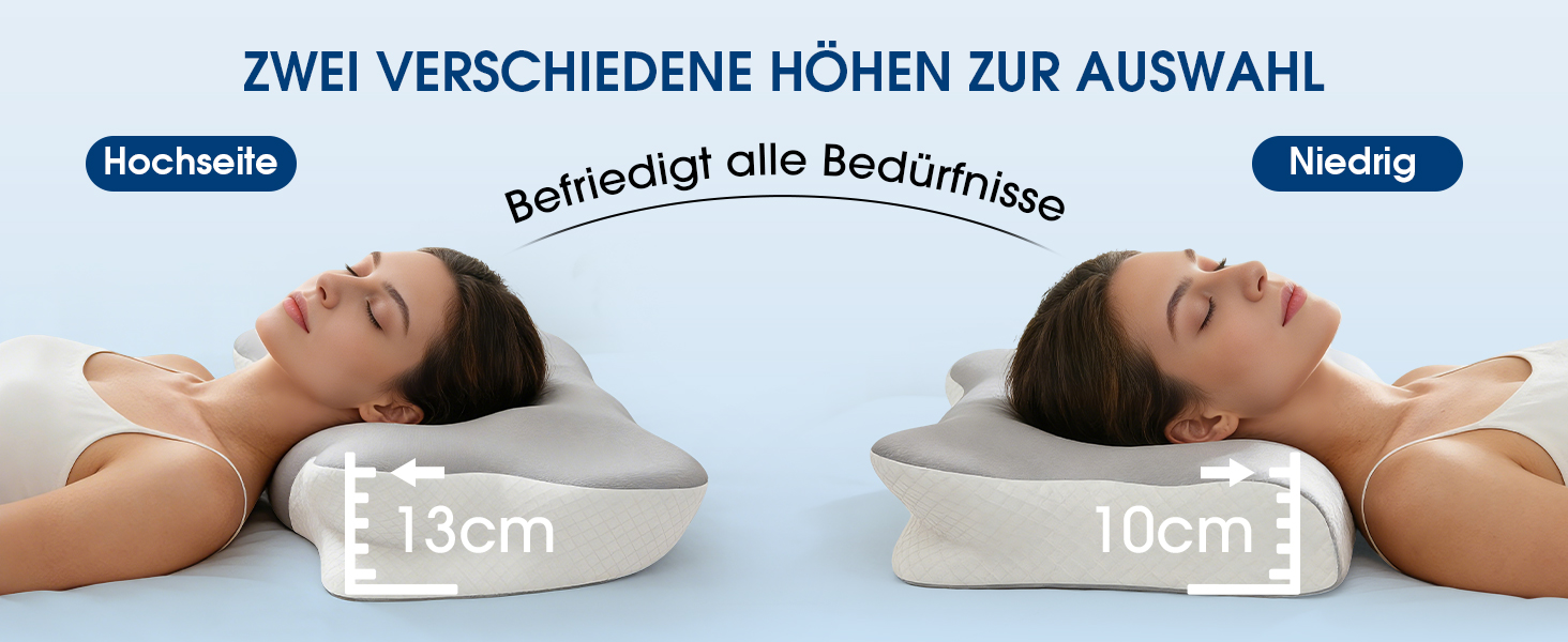 Подушка ортопедична BOYUNSHI з піни Memory Foam для сну на боці, спині та животі. 2 знімні охолоджуючі чохли, 2 висоти.