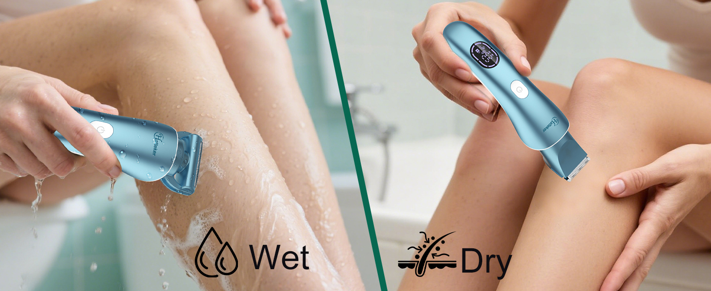 Електричний епілятор Hatteker 3-в-1 для жінок: тример, брітор та епілятор. З LED-дисплеєм, IPX7, USB-зарядка (Блакитний)