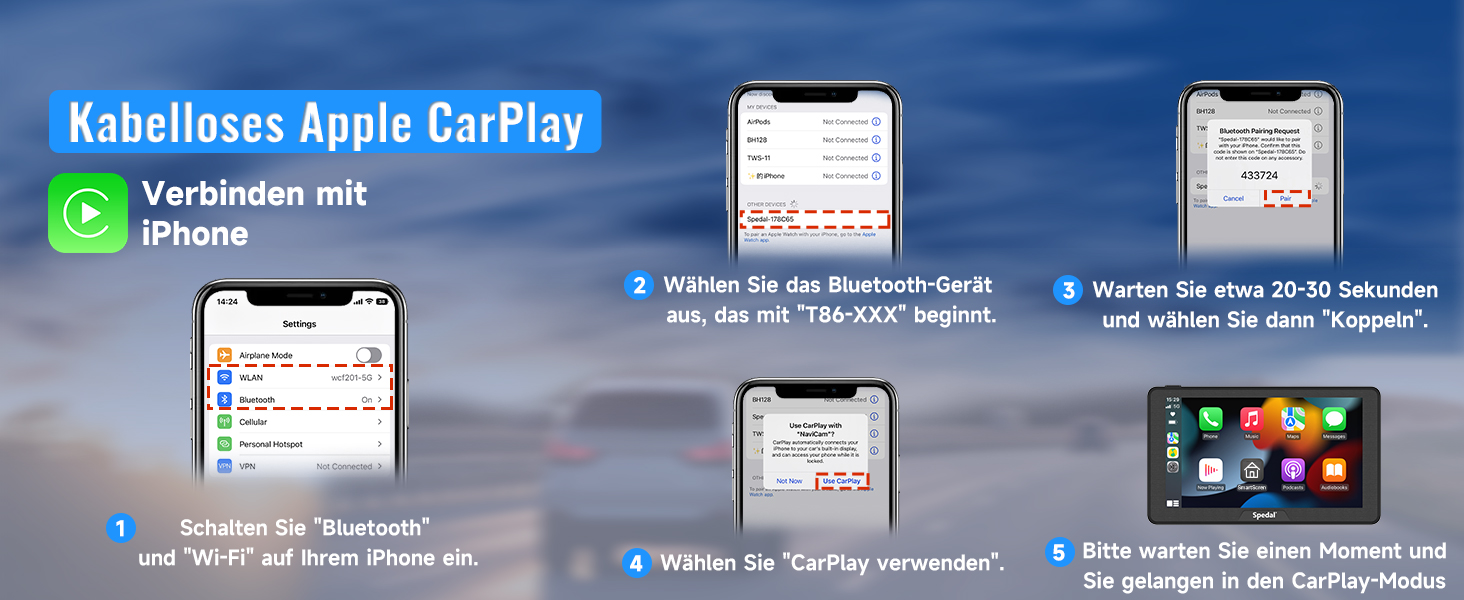 Безпровідний CarPlay і Android Auto Spedal CL786, 7