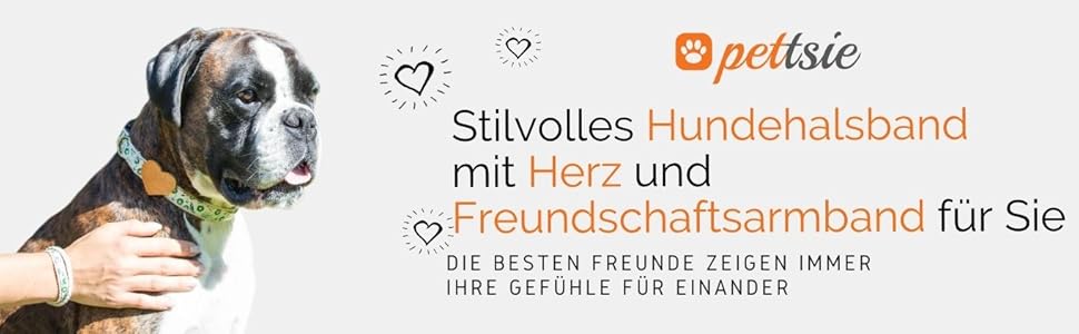 Нашийник для собак Pettsie з серцем та браслетом дружби, регульовані розміри S та M, комфортний дизайнерський льон, міцний та довговічний, чудовий подарунок для любителів собак (35,6 - 50,8 см (M), Зелений)