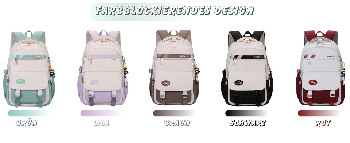 Дитячий рюкзак для школи: водонепроникний, нейлон, кілька відділень, легкий, для дівчаток та хлопчиків, для подорожей та спорту (зелений)