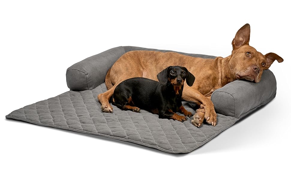 Захист для дивану від собак - ковдра для собак, ліжко для собак, захист дивану - ручна виготовлена підстилка для собак з бортиком - прання до 90 градусів та особливо м'яка - розмір: приблизно 90x90x13 см (плюшевий бежевий, L)