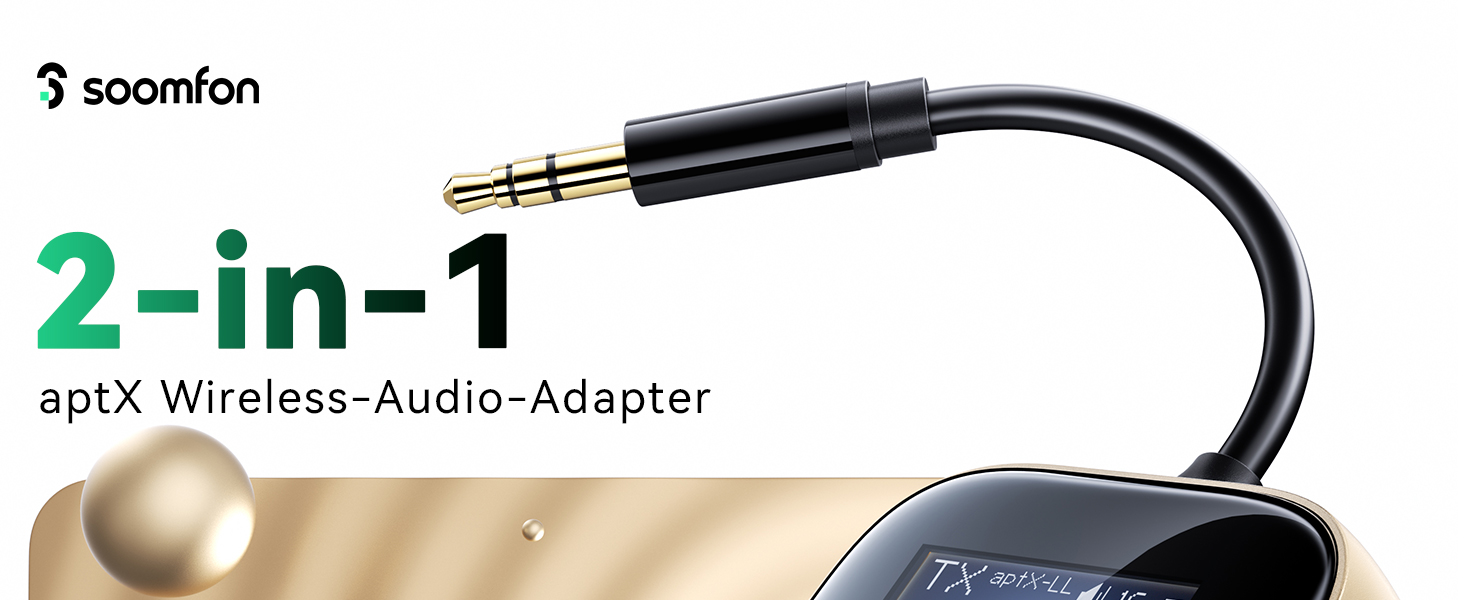 Bluetooth адаптер SOOMFON 2-в-1 (передавач та приймач) з підтримкою aptX для літака та аудіосистем