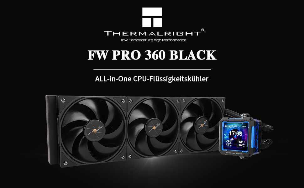 Система рідинного охолодження процесора Thermalright FW PRO 360 ARGB Black, 360мм, IPS LCD-дисплей 2.73