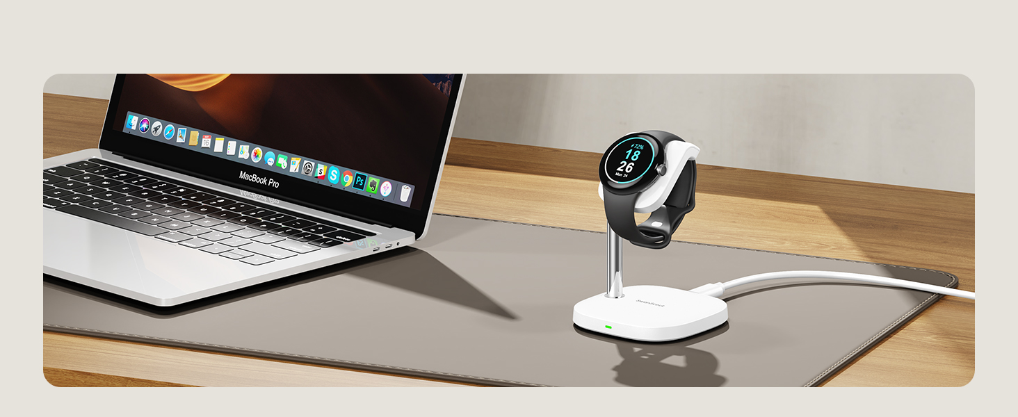 Зарядна станція SwanScout для Google Pixel Watch 3/2 (Не підходить для Pixel Watch 1), SwanScout 505G2, магнітний швидкий зарядний пристрій для Pixel Watch 3/Pixel Watch 2