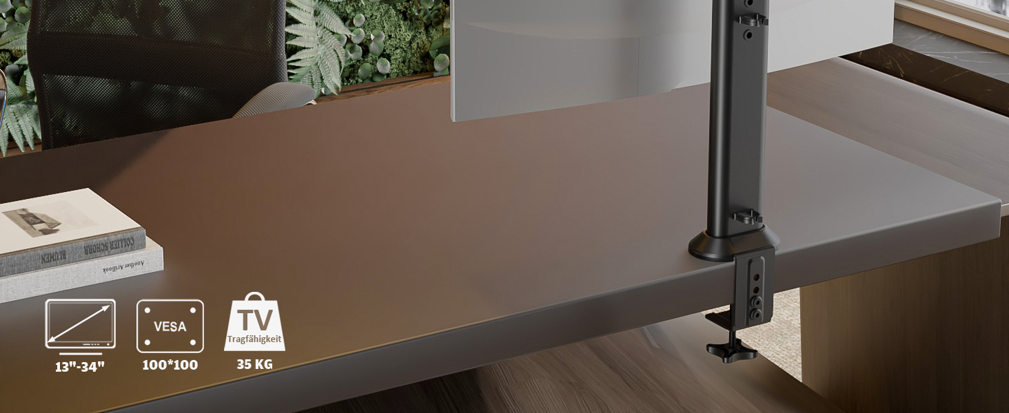 Тримач для монітора Hemudu, 13-32 дюйми, чорний. Регульований, поворотний, до 35 кг