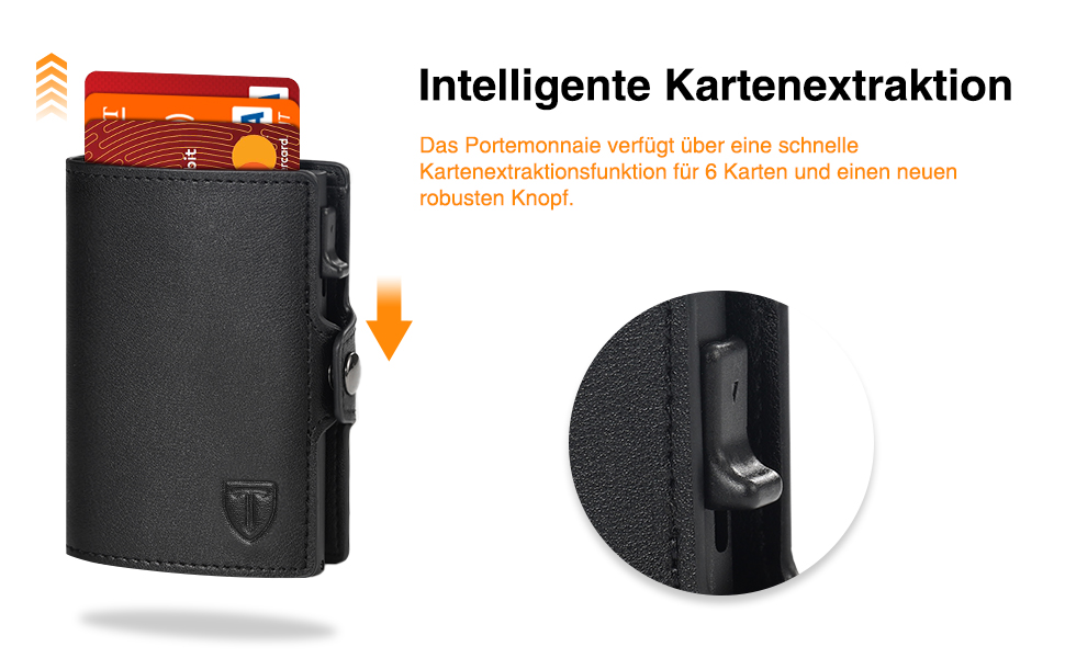 Чоловічий гаманець TEEHON з відділенням для монет та RFID захистом, тонкий, з відділеннями для карт, віконцем для ID - чорний