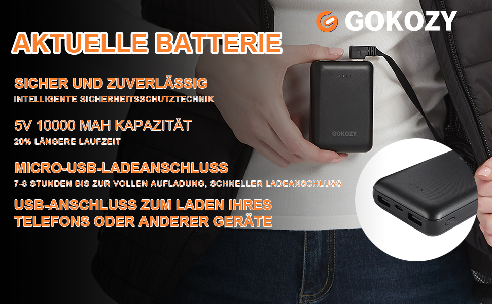 Обогревна жилетка Gokozy для жінок з power bank 10000mAh, 5 зон обігріву, швидкий нагрів, електрична жилетка для туризму та роботи на відкритому повітрі (S, чорний)