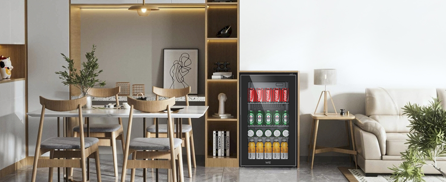 Міні холодильник WIE 70 літрів з подвійними скляними дверима, регульованими полицями для дому, кухні, бару, офісу. Для соди, пива, вина. Тиха робота, 105 доз.