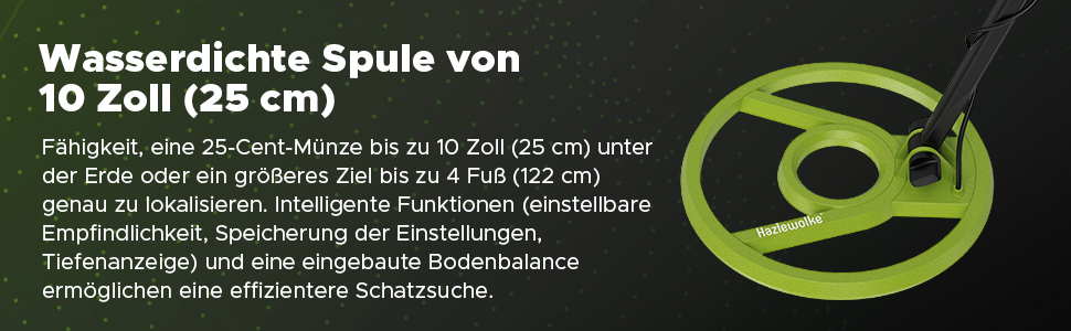 Металодетектор Profi Set: 10'' котушка, IP68, водонепроникний, Pinpoint, 5 режимів, LCD, DSP, для дорослих, пошук золота