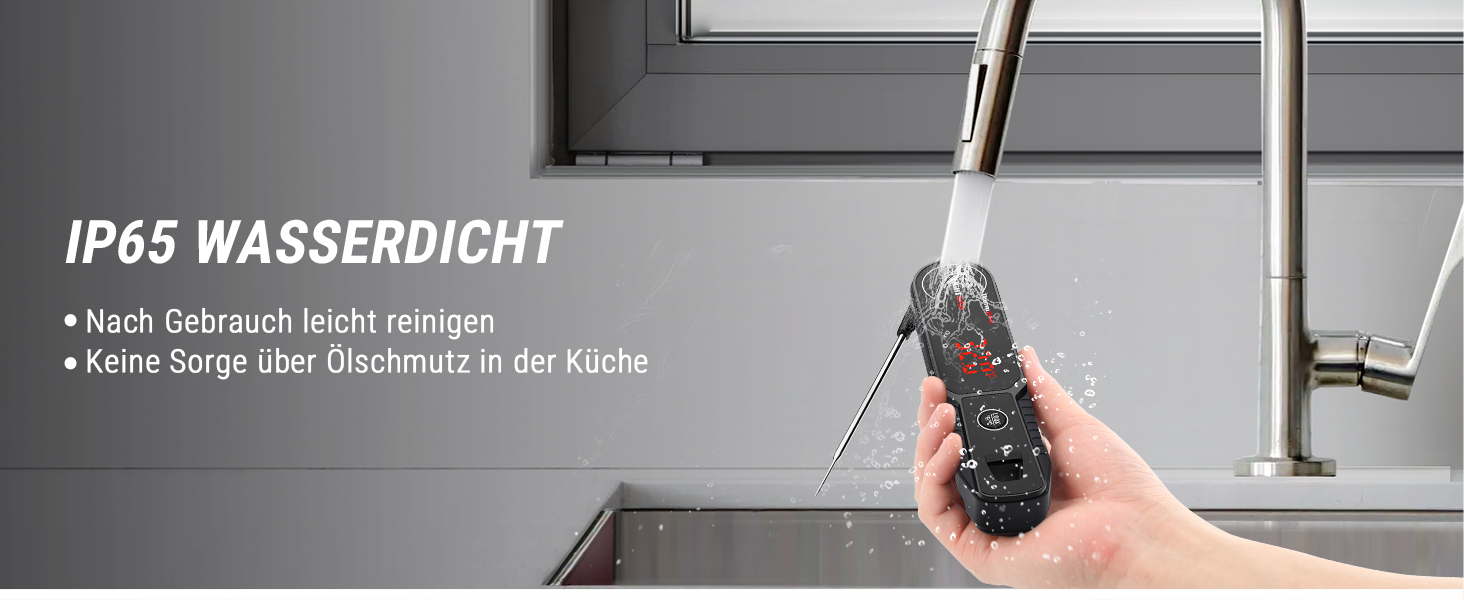 Термометр для м'яса ThermoPro Lightning 1s, ±0.3℃, водонепроникний кухонний термометр IP65 з LED, для м'яса, овочів, тіста та дитячого харчування