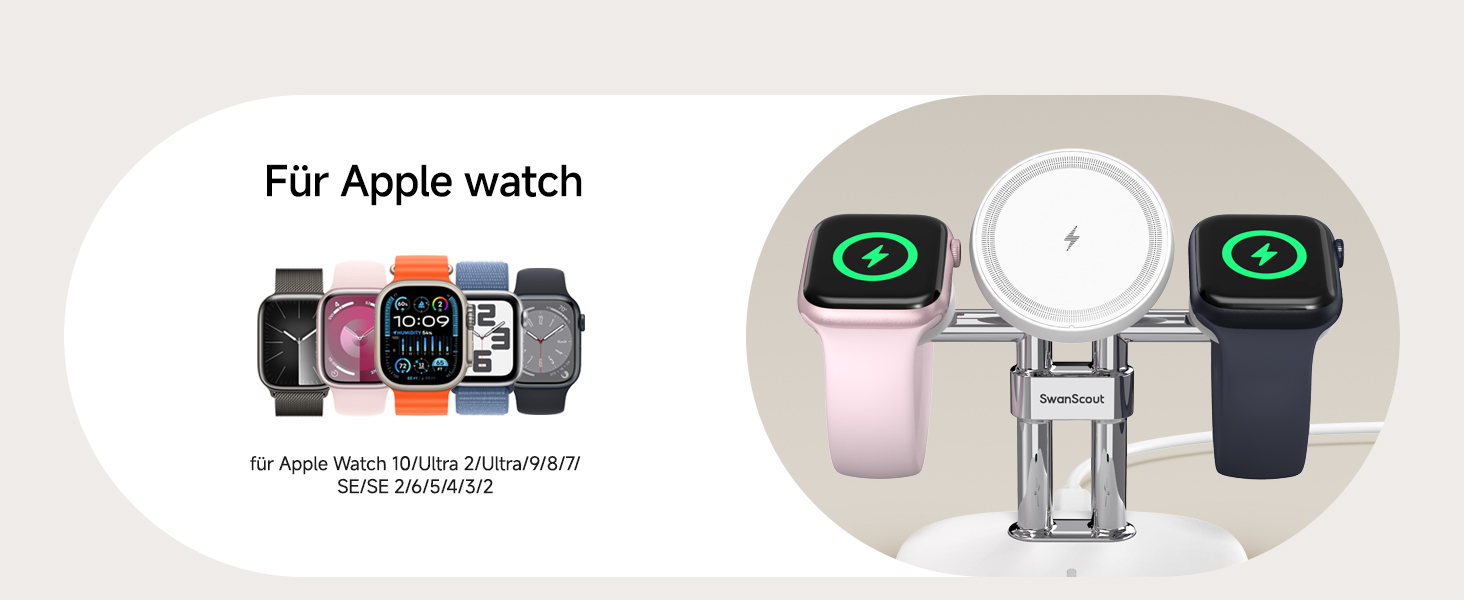 Зарядний пристрій 2 в 1 для Apple Watch та iPhone, SwanScout 709M (Білий)