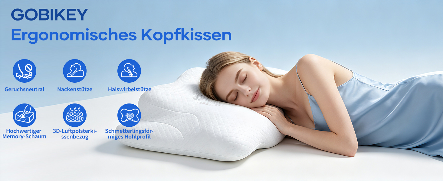 Ергономічна ортопедична подушка для шиї та голови з ефектом пам'яті (Memory Foam) 2-в-1, для сну на боці, спині та животі, зі знімним чохлом, 62 x 39 x 11/13 см, біла