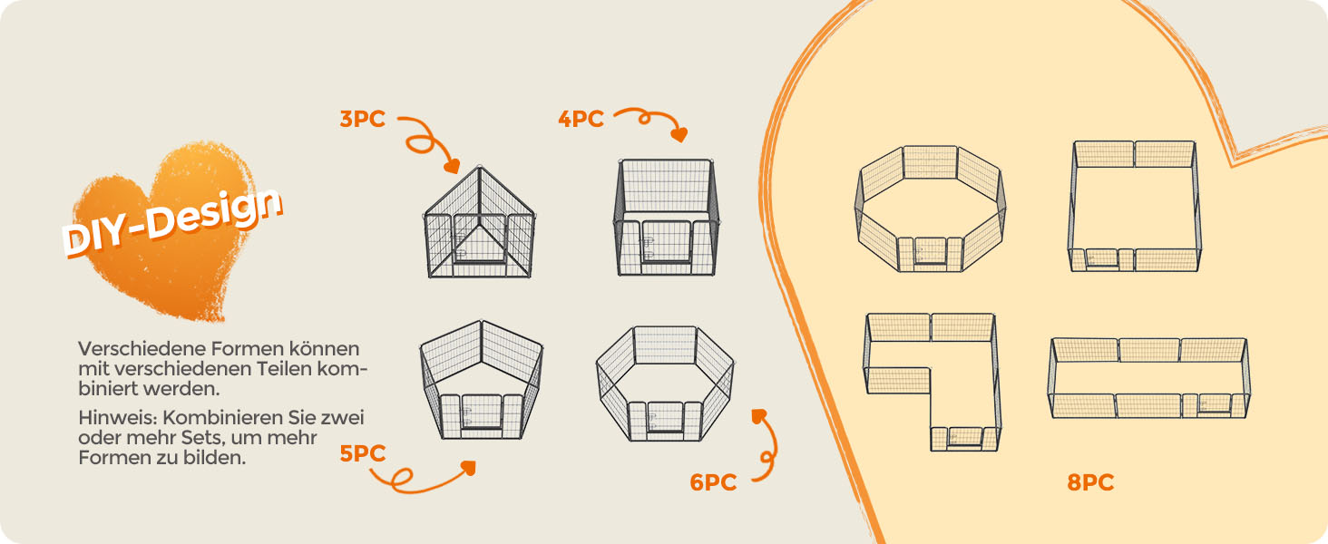 Вольєр для тварин Feandrea Freilaufgegehege, сірий, 77 x 60 см, 8 панелей, для дому та вулиці