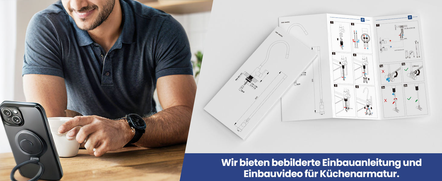 Змішувач для кухні гнучкий чорний, нержавіюча сталь, 2 режими струменя, 360° поворот, кухонний змішувач, преміум якість