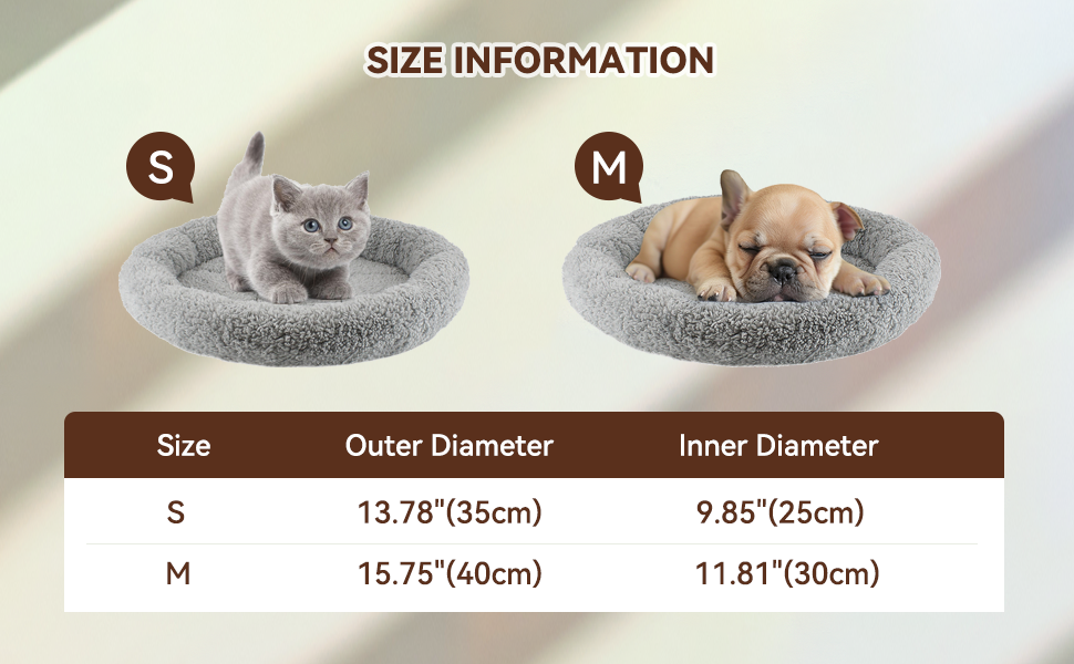 Кругле ліжко для котів PETLESO: м'яке котяче гніздо, діаметр 35 см, розмір 8x35x8 см