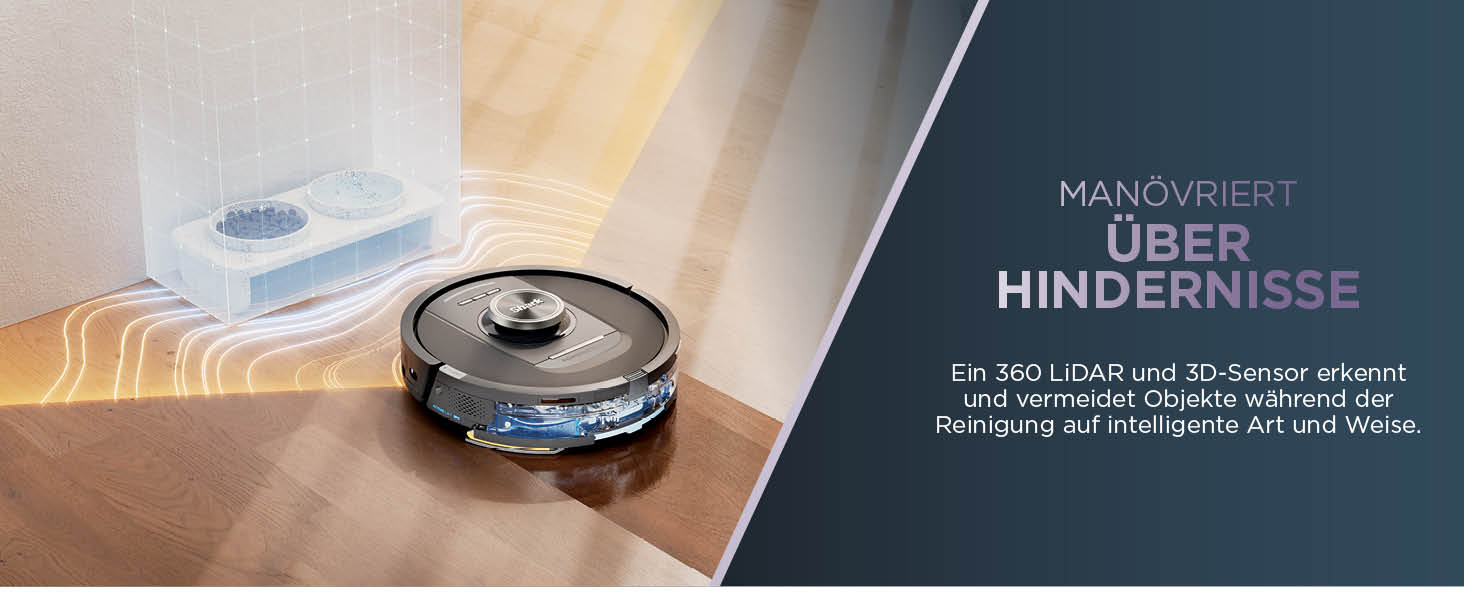 Робот-пилосос Shark PowerDetect 2-в-1 з функцією миття, NeverTouch Pro, самостійне очищення до 60 днів, LiDAR-навігація, NeverStuck, керування через додаток, RV2800ZEEU, 2 щітки, Anti-Micro Pads, 1 капсула