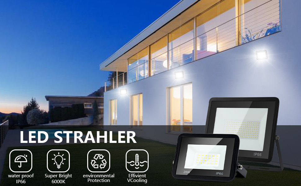 LED прожектор для вулиці 100Вт, 5шт, IP66 водонепроникний, 8500Лм, 6000K холодне біле світло, кут 120°, для зовнішнього та внутрішнього освітлення