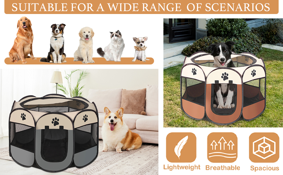 Портативний вольєр для цуценят, вольєр для собак, клітка для котів, вольєр для кроликів (сірий, S, 8). Сірий, 8, S