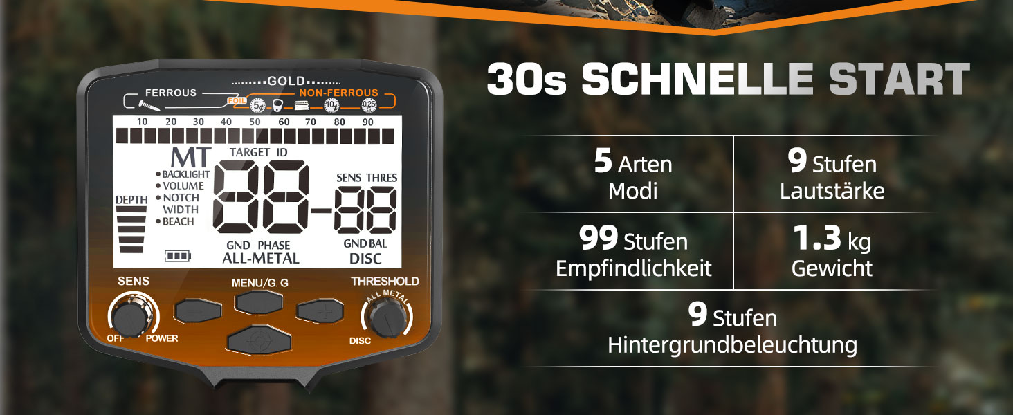 Металодетектор DR.ÖTEK Profi Set: прецизійний, з вирівнюванням ґрунту, 5 режимів, водовідштовхувальна котушка 12