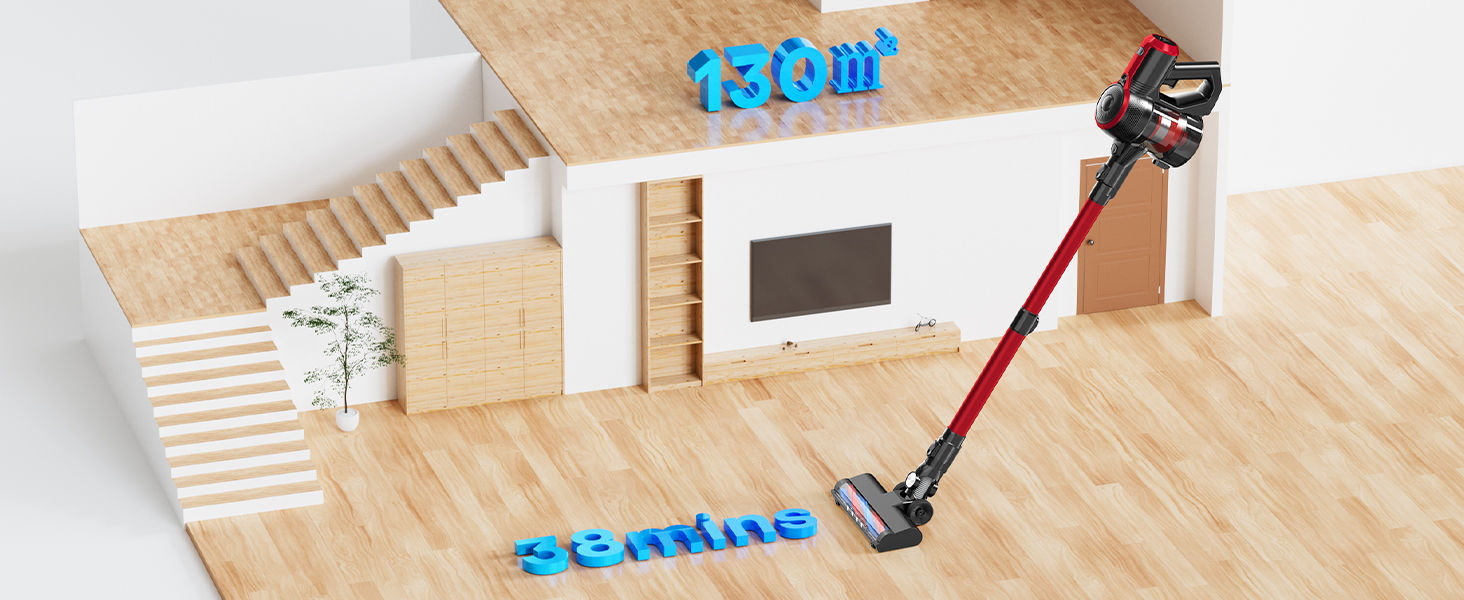 VEGREM Бездротовий акумуляторний пилосос 25Kpa з LED-підсвіткою та 2 режимами потужності, до 40 хвилин роботи