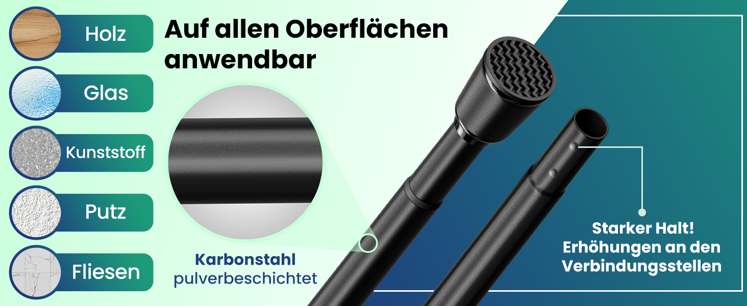 Штанга для штор без свердління, телескопічна, 260-350 см, біла. Підходить для штор, душової кабіни, одягу, сіток для котів.