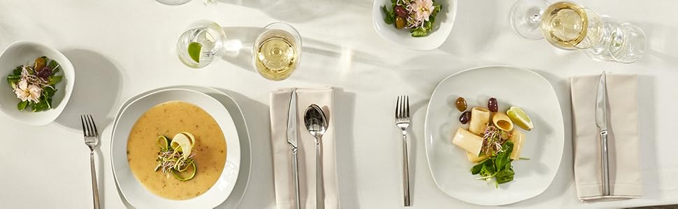 Набір посуду KHG Kombiservice 62 елементи | Білий сервіз для 6 осіб з якісного порцеляну | Класичний дизайн | З цукерницею, ложками для яєць та молочником