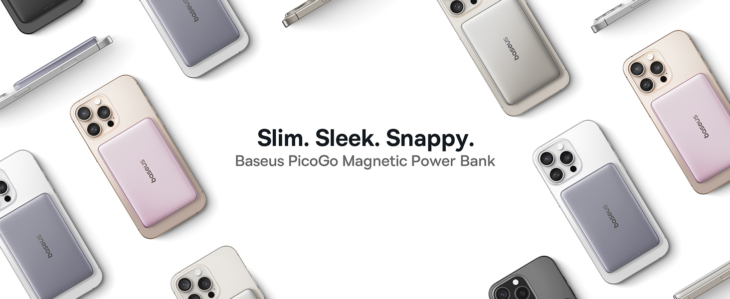 Power Bank Baseus Picogo AM41: 10000mAh, Qi2 Magsafe, 27W PD, бездротова зарядка 15W, USB-C, для iPhone 17/16/15/14/13/12, Space Gray