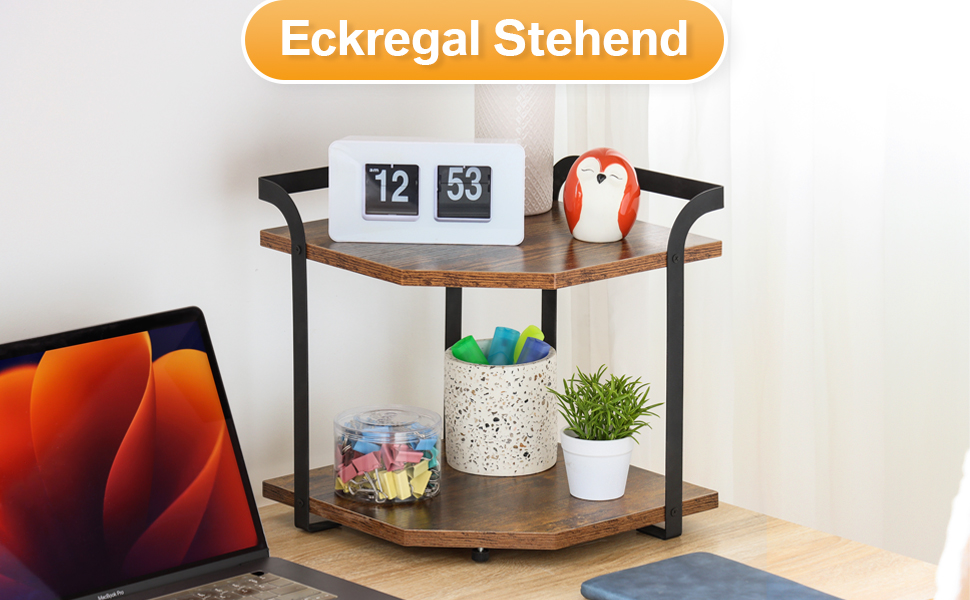 Corner shelf for kitchen with 2 tiers, spice rack wood, kitchen shelf, kitchen organizer, corner shelf for kitchen countertop, shelf for kitchen countertop, small shelf for kitchen, living room, office, 30 x 30 x 32cm