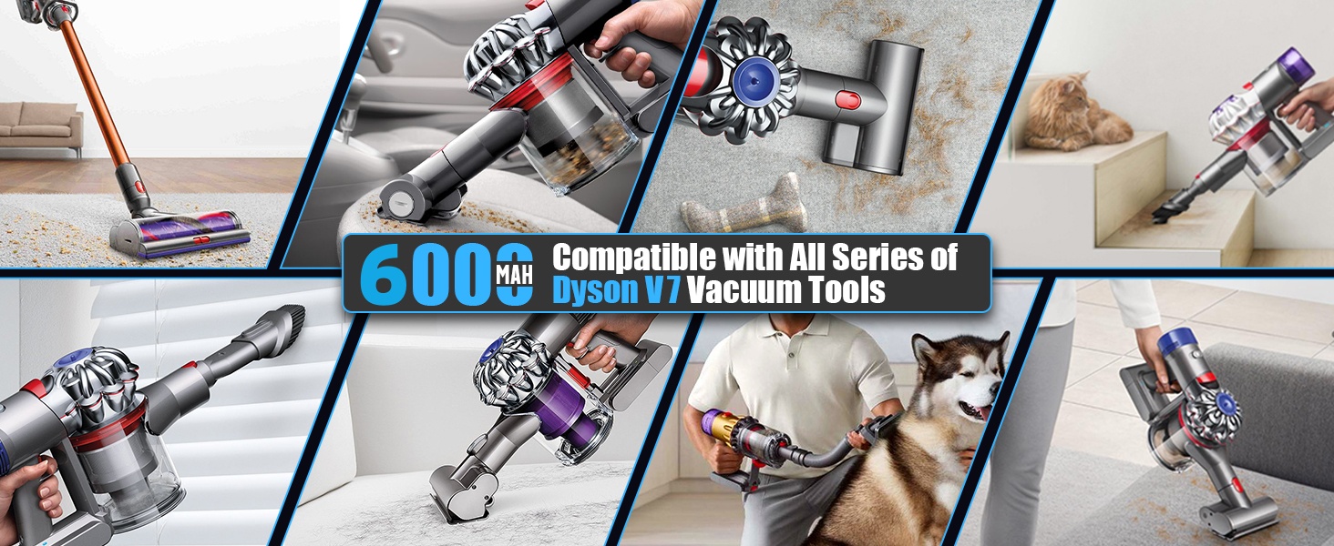 Запасний акумулятор Dyson V7 6000mAh/6.0Ah для пилососів V7 Animal Fluffy Absolute Trigger Motorhead Pro Car+Boat