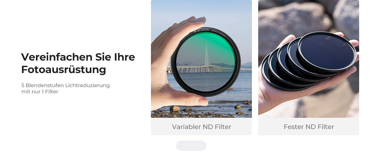 Фільтр ND K&F Concept 49mm Магнітний Змінний Градуйований (ND2-32) для об'єктивів Nano-Xcel Series