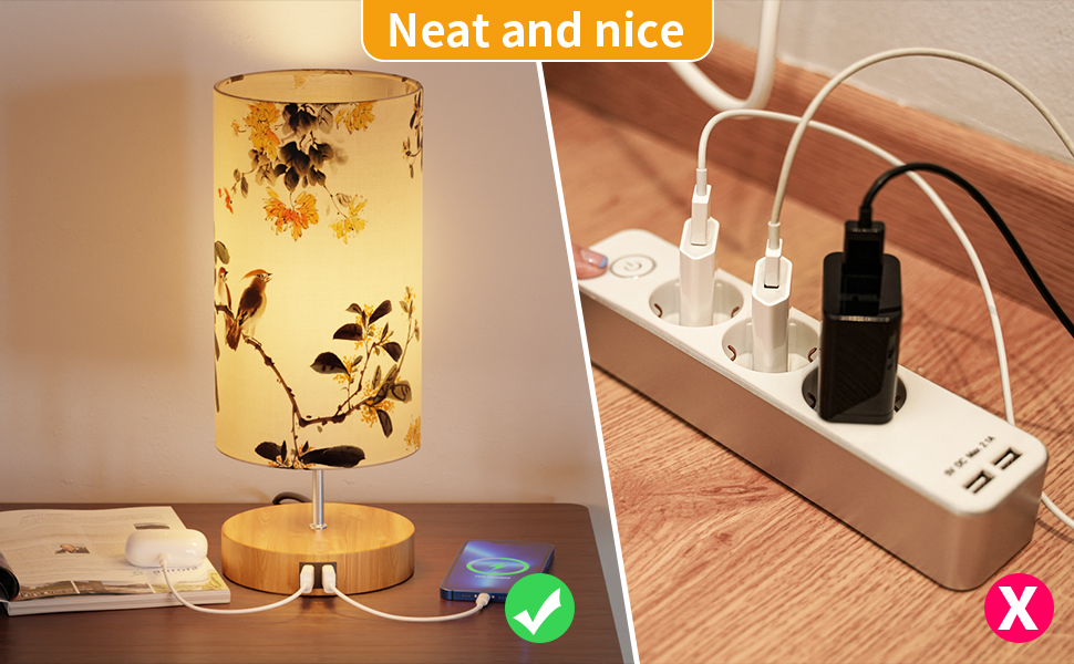 Настільна лампа GPATIO з USB-портами, торшер для спальні, дитячої кімнати, вітальні, приглушення торканням, декоративна лампа з принтом, LED