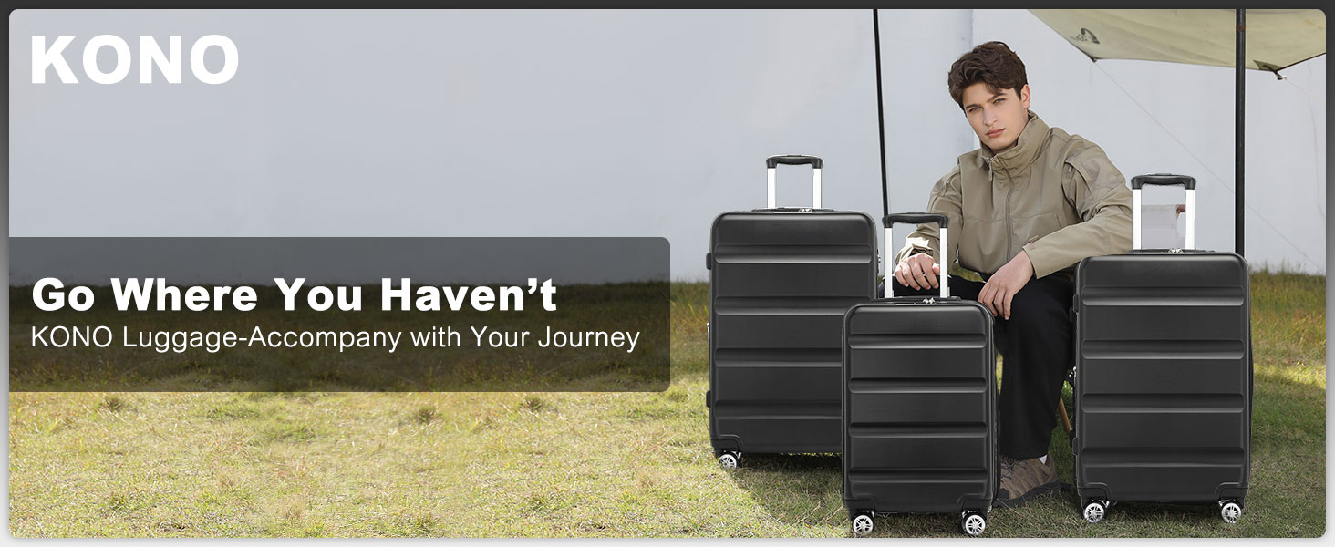 Чемодан-валіза KONO з розширенням, жорсткий корпус, великий розмір XL, з TSA-замком та 4 подвійними колесами, ідеальний для подорожей та бізнесу, 75x47.5x29.5 см, чорний