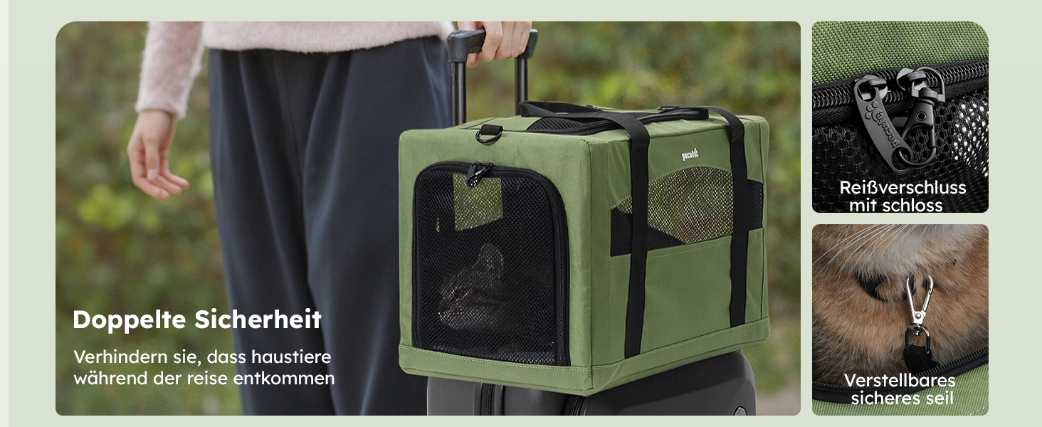 Транспортна сумка для котів Pecute: міцна, легка, складана, для подорожей, темно-зелена