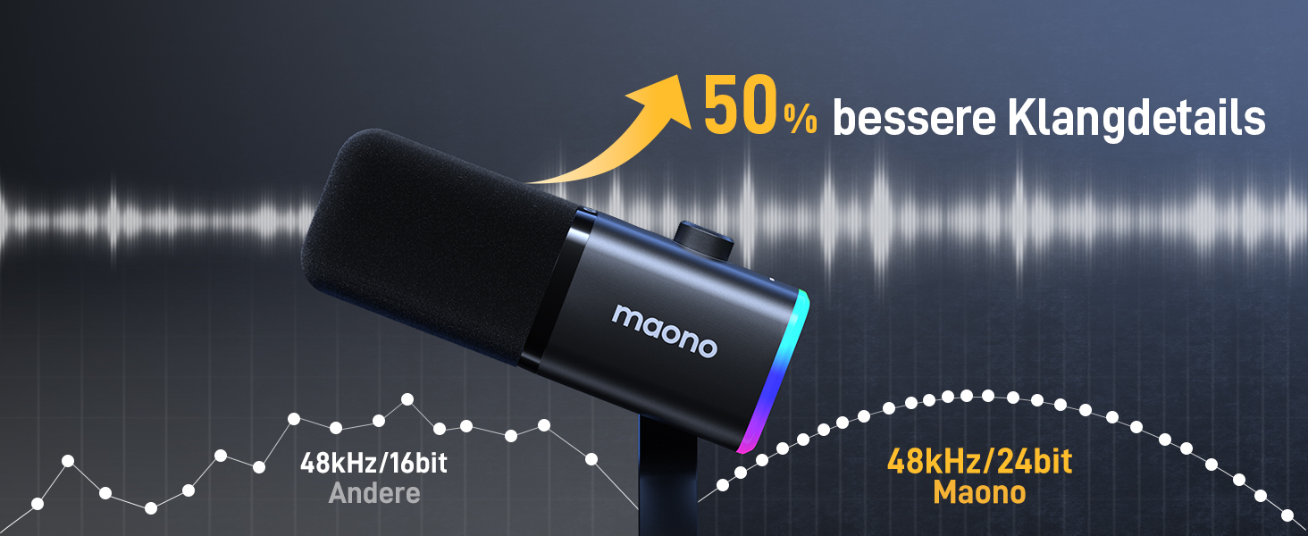 Мікрофон MAONO XLR-USB PD100X для стримінгу, подкастів, YouTube та ігор. Динамічний мікрофон з регулюванням гучності та програмним забезпеченням. Сумісний з PS4, PS5, Mac, PC. Чорний колір