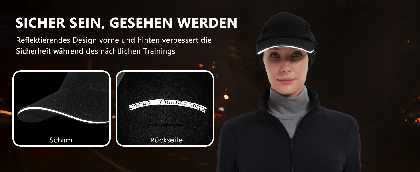 Жіноча зимова шапка GADIEMKENSD з відбиваючими елементами та мішком для хвоста, навушники-гетри, для активного відпочинку, чорна