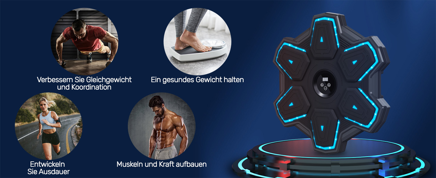 Sema Music Boxing Machine - Bluetooth LED Punching Target for Home Fitness Training