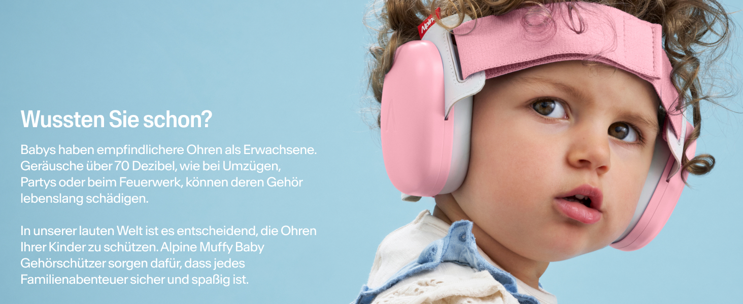 Навушники для захисту слуху Alpine Muffy Baby Klassik - для малюків до 36 місяців, чорний/рожевий