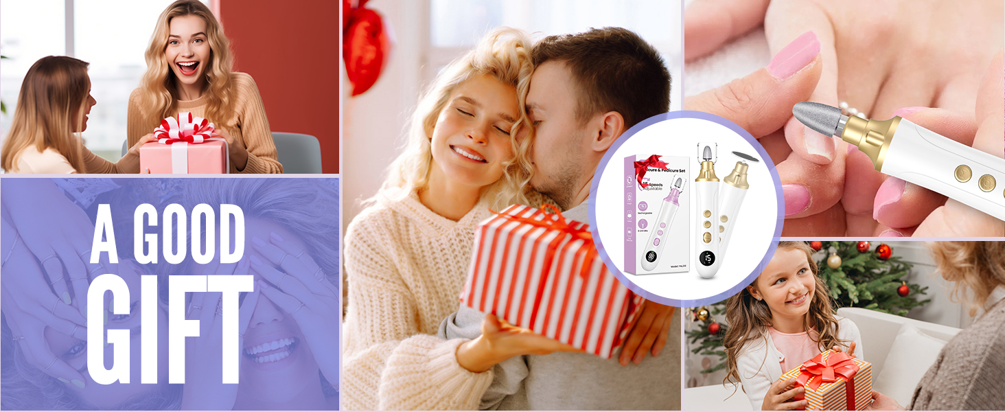 Електричний набір для манікюру та педикюру з 9 насадками та 15 рівнями швидкості, LED-підсвічуванням (W-Gold)