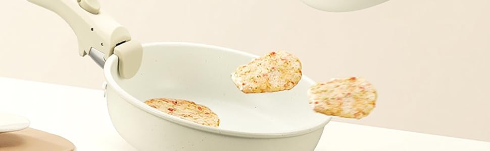 Набір посуду з антипригарним покриттям 11 предметів з знімними ручками (рожевий). Підходить для індукційних, газових плит, духовки та мийної машини. Без PFAS.