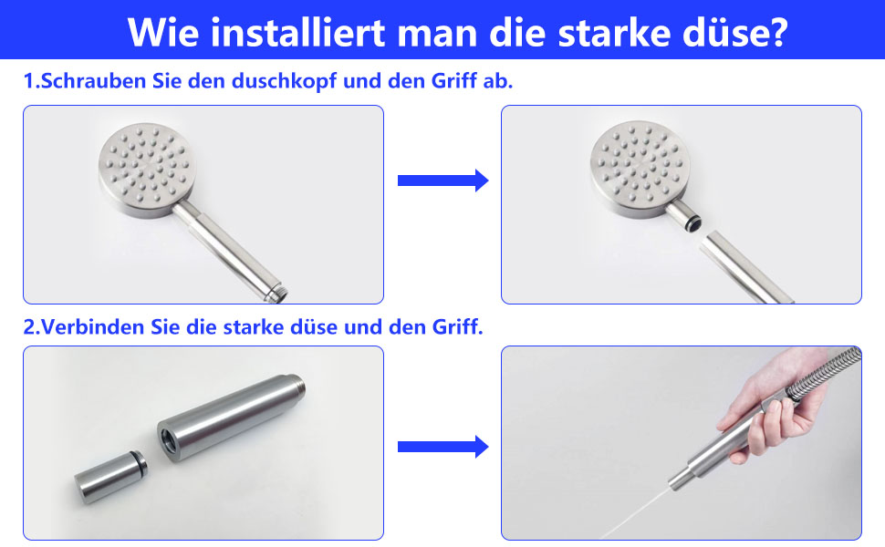 Stainless Steel Shower Head, Water-Saving Showerhead, High-Pressure Shower Head, Handheld Shower Head with Strong Jet, Rain Shower Head for Bathing, Spa, and Tub Cleaning