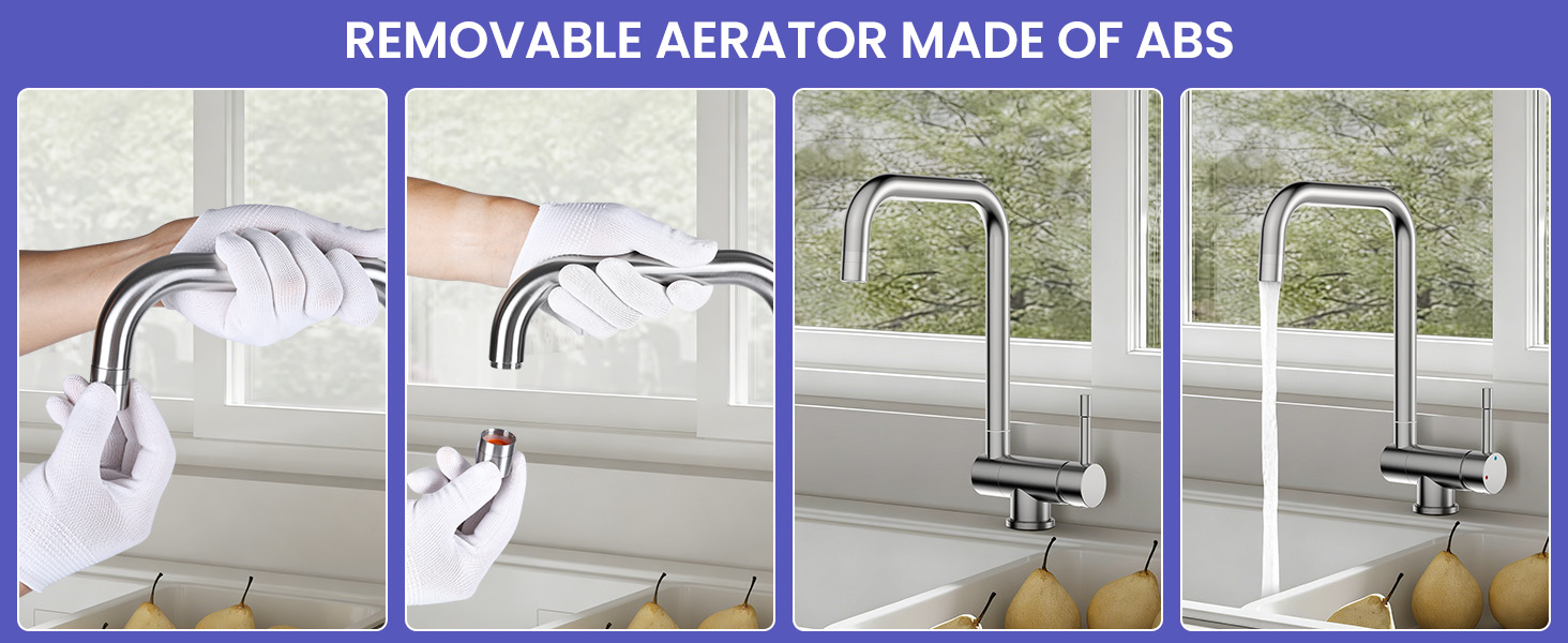 Змішувач кухонний висувний з нержавіючої сталі, 360° поворот, 4 режими, високий вилив, для мийки, ABS-розпилювач, G3/8 з'єднання (тільки для EU)