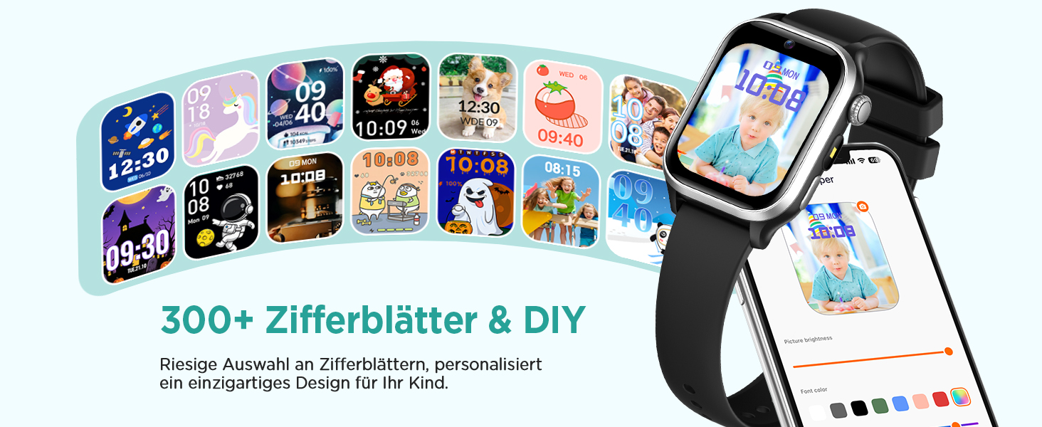 Смарт-годинник RUXINGX для дітей, 1.52″, крокомір, водонепроникний (IP68), з 170+ спортивними режимами, моніторингом серцевого ритму, сном, аудіокнигами, 20 карток для навчання, будильником, чорний